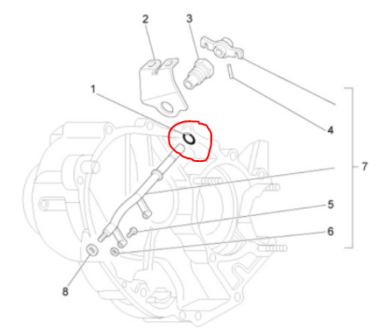 O-ring Hevel Versnelling Piaggio Ape 50 Lever Gear Hebel getriebe Pignon de levier &agrave; joint torique 006706