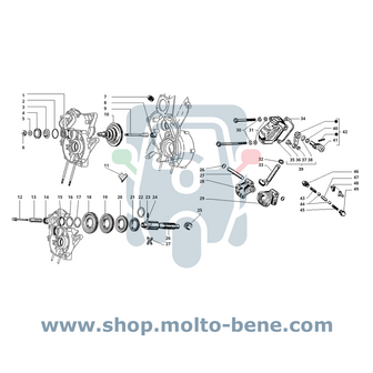 Needle bearing front axle (Ape/Vespa 50), gearbox (Ape TM CAR P MP)