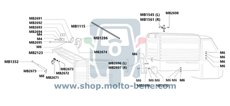 MB2695 Trekstang Piaggio Ape 50 huif van kasten 118652 Tie rod Spannstange Tirant 