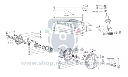 MB2676 Achteras Piaggio Ape TM 703 602 178185 Rear axle Hinterachse Essieu arri&egrave;re