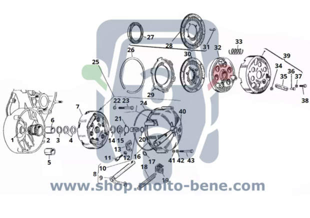 MB2293 Koppelingsdeksel Piaggio Ape MP Clutch cover Kupplungsdeckel Couvercle d'embrayage