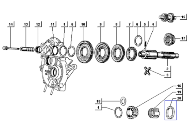 MB2441 Ring Hoofdas versnelling differentieel Piaggio Ape TM P MP CAR 239281 Washer Main shaft gear Unterlegscheibe Getriebehau