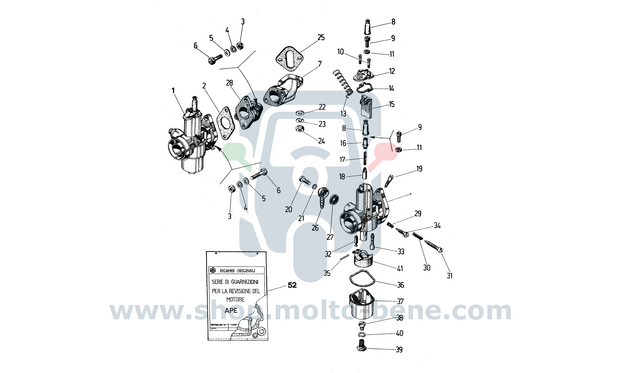 MB1789 Carburateur Piaggio Ape P501 SHB 27 24 Dell'orto P601 MPR1M 00777 Vergaser Carburetor 