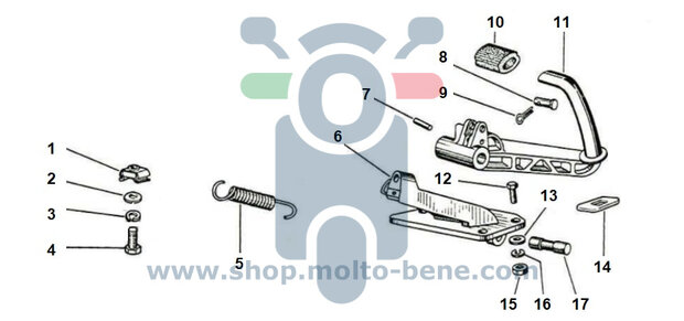 MB2083 Rubber Rempedaal Vespa PK 50 PX 125 150 182051 Rubber Brake Pedal Gummi Bremspedal Pédale de frein en caoutchouc