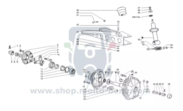 MB2676 Achteras Piaggio Ape TM 703 602 178185 Rear axle Hinterachse Essieu arrière