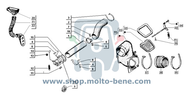 Heating pipe coupling Piaggio Ape TM