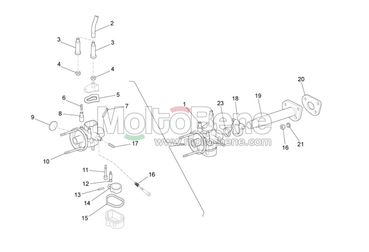 Carburettor o-ring manifold Carburateur o-ring spruitstuk Piaggio Ape 50 Vergaser O-Ring Verteiler Collecteur de joint torique 