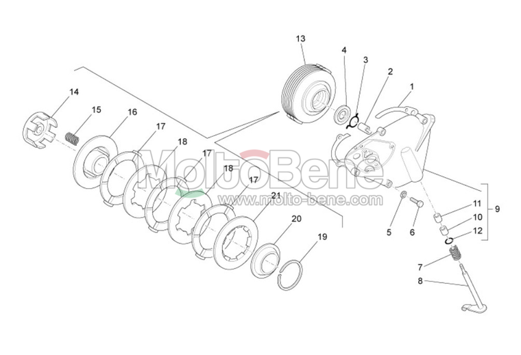 Lager koppelingshevel Piaggio Ape 50 Bearing clutch lever Lager Kupplungshebel Roulement levier d&#039;embrayage 165945