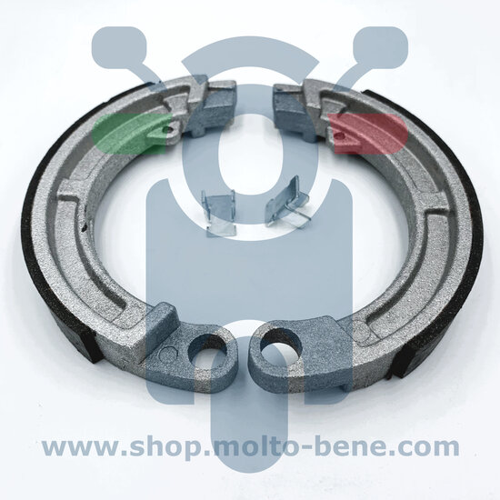 Remschoenen voorzijde Brake shoes front Bremsbel&auml;ge Vorderachse Machoires Frein Avant Piaggio Ape 50 P50 TL1T TL2T TL3T 