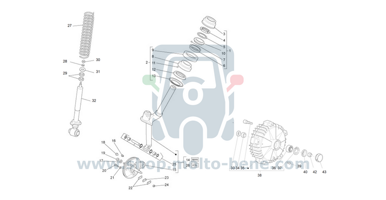 MB1801 Remtrommel Voorwiel Piaggio Ape TM CAR 2461985 Brake drum Front wheel Bremstrommel Vorderrad Tambour de frein Roue avant