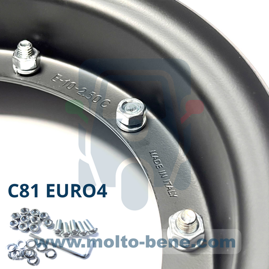 MB2555 Velg mat zwart Piaggio Ape 50 10 X 2.50 1R000423 Rim Matt black Felge Mattschwarz Jante noir mat  (1)