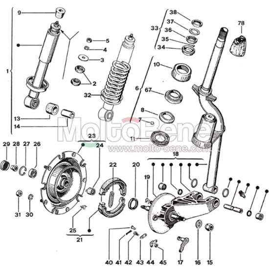 MB2223 Balhoofdlagerset Piaggio ape 50 493617 Steering Bearing set Lenkkopflagerset Jeu de roulements de casque