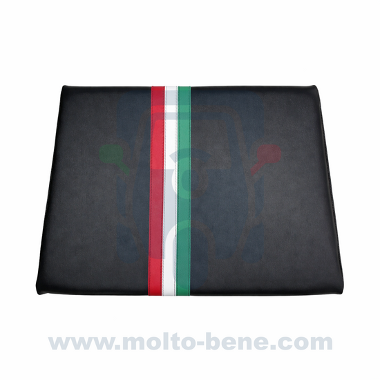 MB0380 Rugleuning Zwart Piaggio Ape 50 Italiaanse vlag Backrest Black Italian flag Italienische Flagge R&uuml;ckenlehne Schwa