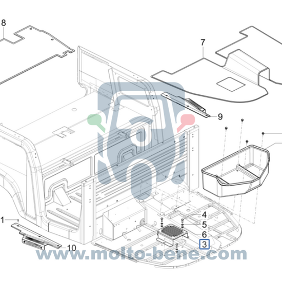 MB0507 Vloerpaneel midden Piaggio Ape Calessino 200 B075267 Floor panel middle Bodenplatte Mitte Panneau de plancher milieu