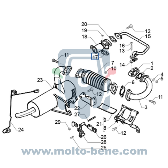 MB0525 Uitlaatpakking Piaggio Ape Classic 400 E2 E4 E43526149 Exhaust gasket Auspuffdichtung Joint d'&eacute;chappement