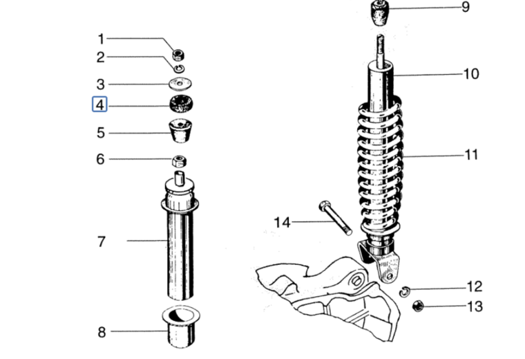 MB0535 Rubber schokdemper Vespa PK 50 125 achterzijde 178150 Rubber shock absorber Rear Gummi Sto&szlig;d&auml;mpfer Hinter 