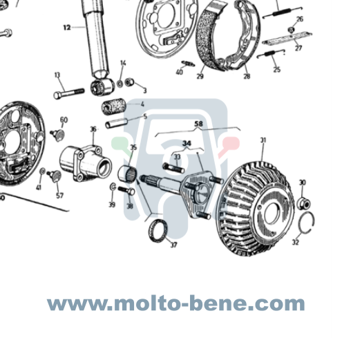 MB0549 Keerring achteras Piaggio Ape MP 500 550 600 P 501 601 CAR P2 P3 Classic Calessino Quargo 020359 Rear axle seal Dichtung