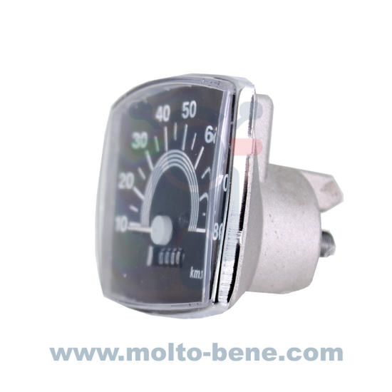 MB0688 Kilometerteller Odometer Tachometer Odom&egrave;tre Vespa 50 Special 80 kmh Zwart Black Schwarz Noir Piaggio 123424