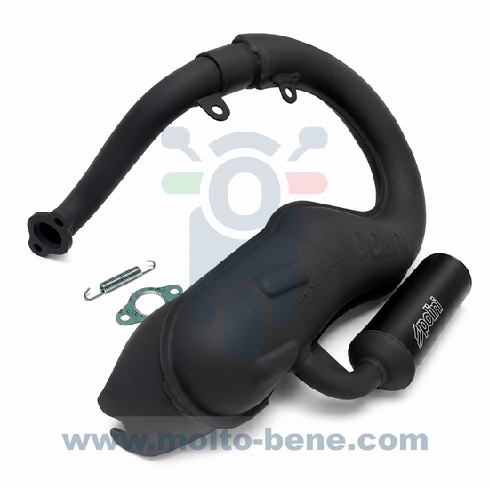 MB0715 Sport uitlaat Banaan Polini 2002030/s demper Vespa V50 Banana racing exhaust silencer auspuff mit d&auml;mpfer &amp;#x00c9