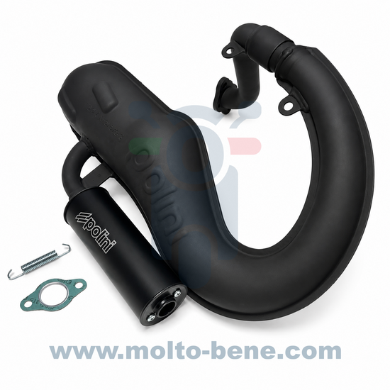 MB0715 Sport uitlaat Banaan Polini 2002030/s demper Vespa V50 Banana racing exhaust silencer auspuff mit d&auml;mpfer &amp;#x00c9