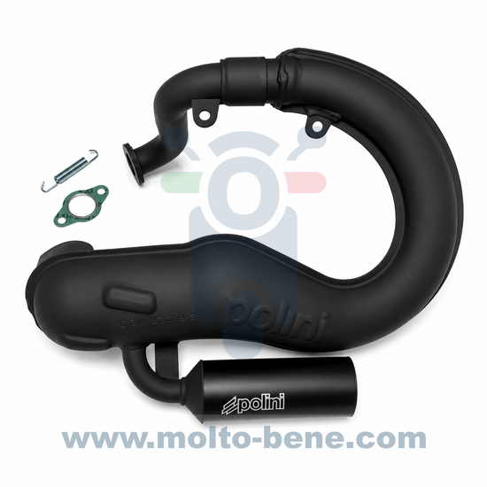 MB0715 Sport uitlaat Banaan Polini 2002030/s demper Vespa V50 Banana racing exhaust silencer auspuff mit d&auml;mpfer &amp;#x00c9