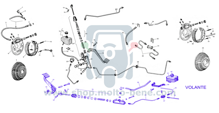 MB1820 Remslang achterzijde Piaggio Ape MP P501 P601 CAR 127921 Brake hose rear Bremsschlauch hinten Durite de frein arri&amp;#x00e