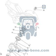 MB0451 Koppelingsmoer Piaggio Ape TM P 703 602 MP 500 550 600 P 501 601 CAR 168904 Clutch Nut  Mutter Kupplung &Eacute;crou d&amp;#