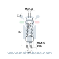 MB0712 Polini Schokdemper Achterzijde Shock Absorber Rear side Sto&szlig;d&auml;mpfer R&uuml;ckseite Vespa 50 PK50 125 Pri