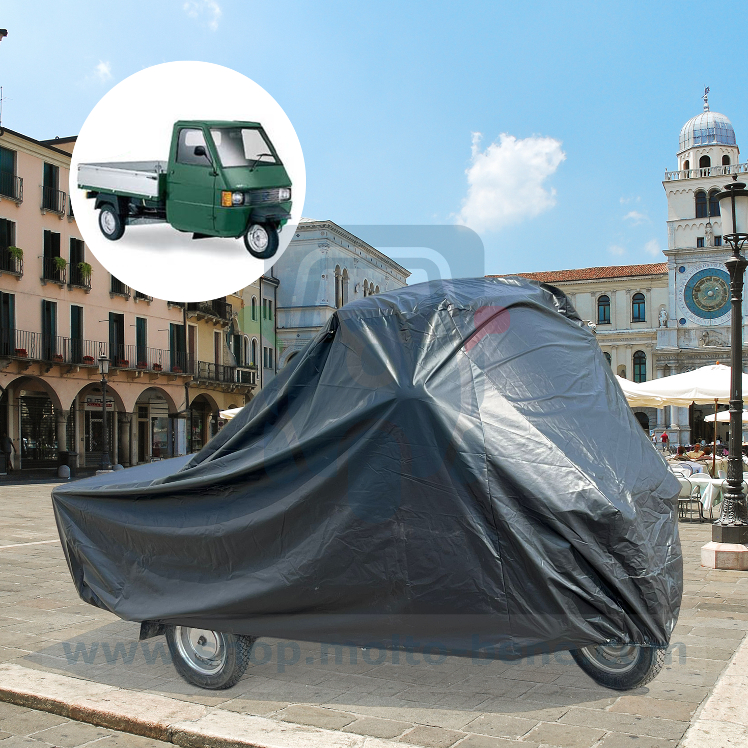 MB1870 Afdekzeil Beschermhoes Piaggio Ape TM 602 703 MP P 501 602 600 Car protective cover Faltgarage Schutzhülle Couver