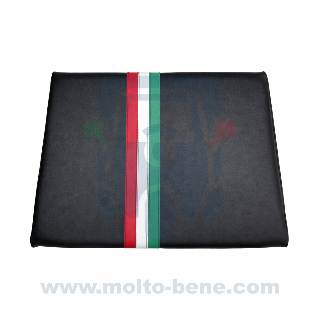 MB0380 Rugleuning Zwart Piaggio Ape 50 Italiaanse vlag Backrest Black Italian flag Italienische Flagge R&uuml;ckenlehne Schwa