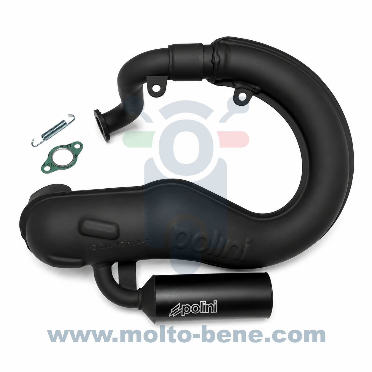 MB0715 Sport uitlaat Banaan Polini 2002030/s demper Vespa V50 Banana racing exhaust silencer auspuff mit d&auml;mpfer É